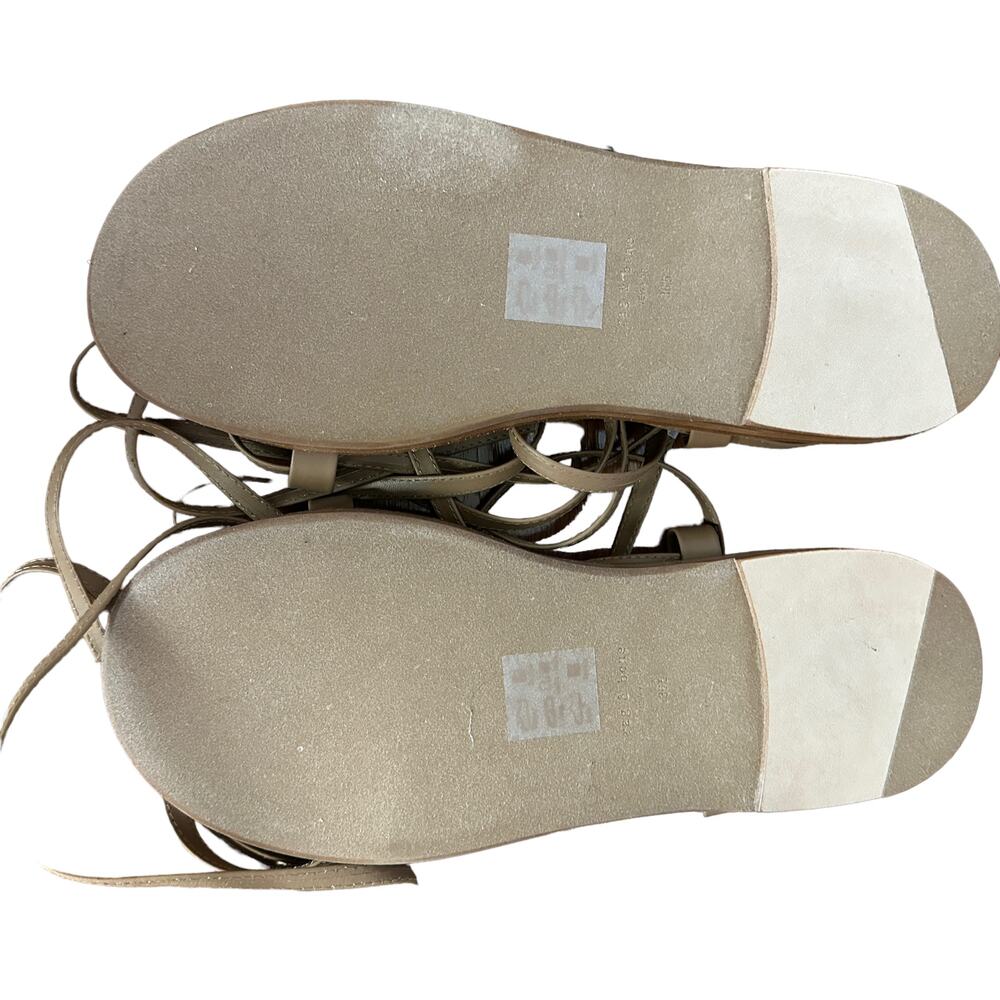 Rag & Bone Gladiator Sandal SIZE 6.5 Tan Festival Gold Ankle Wrap Laces $375 NEW - Picture 6 of 11